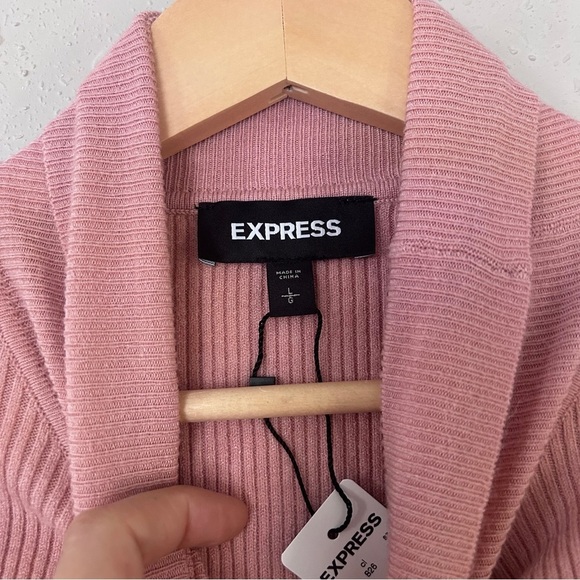 NWT Express Pink Ribbed Turtleneck Sweater Soft Comfy Stretch Pastel Large - Picture 3 of 5